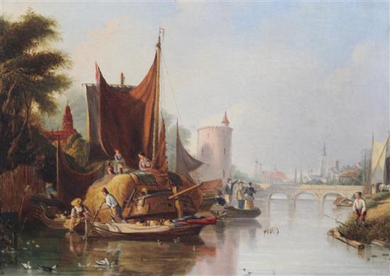 After Clarkson Stanfield (1793-1869) oil on canvas, On the Rhine, 29 x 39cm